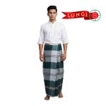 Premium Cotton Multi-Color Check Lungi – Emerald Green & Charcoal Edition
