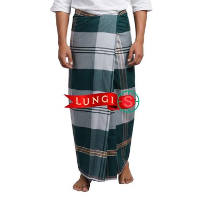 Premium Cotton Multi-Color Check Lungi – Emerald Green & Charcoal Edition